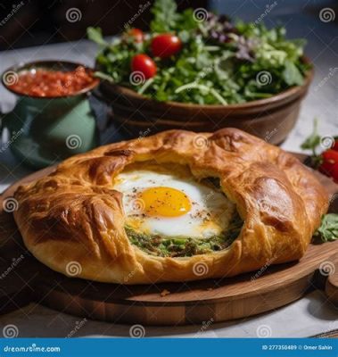  Khachapuri med Ost! En Väldoftande Smördeg med En Heltäckande Ostsåsom som Lovar En Överflöd av Smaker!